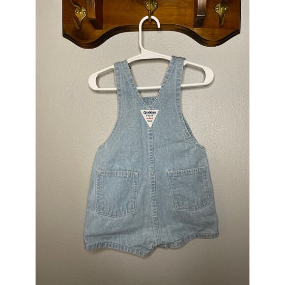 Vintage Osh Kosh B'Gosh Kids 1980s Light Jean Short Overalls Vestbak 24 Months - Picture 3 of 7